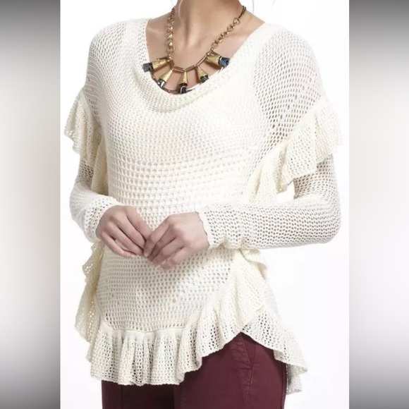 Anthropologie Angel Of The North Crochet Sweater EUC Oversized Size Small - Picture 1 of 7